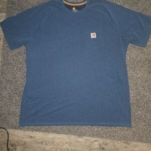 Carhartt Blue Short Sleeve Crew Neck Tee with Logo Patch